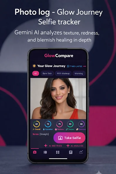 GlowCompare Screenshot 1 - Baseline Capture & Face Alignment