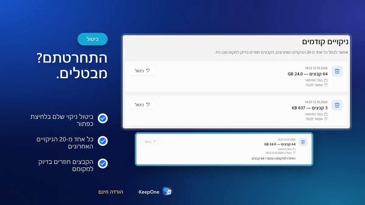 התחרטתם? מבטלים כל אחד מ-20 הניקויים האחרונים