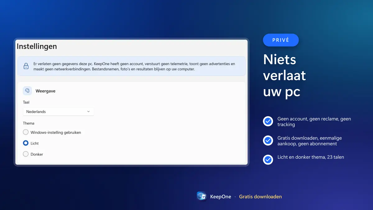 Privé: geen account, geen reclame, niets verlaat uw pc