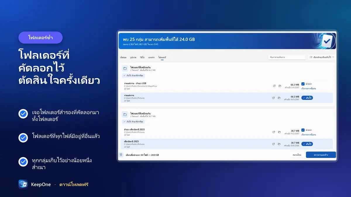 โฟลเดอร์ที่คัดลอกไว้ ตัดสินใจครั้งเดียว