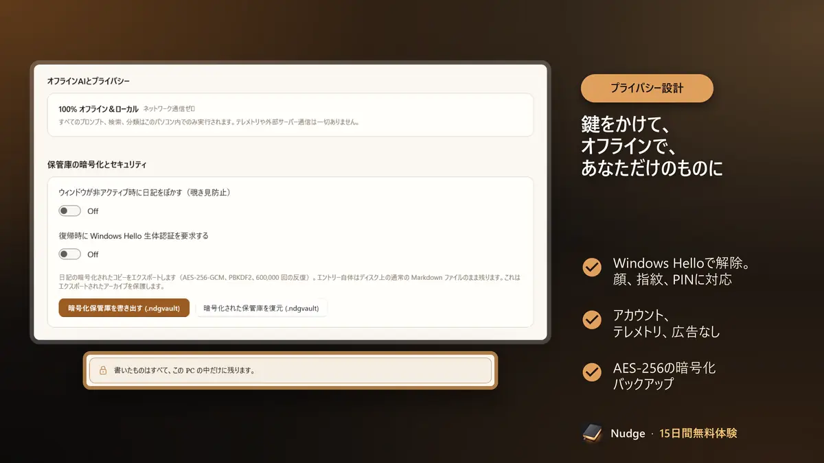 鍵をかけて、オフラインで、あなただけのものに