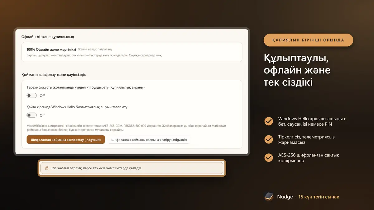 Құлыптаулы, офлайн және тек сіздікі