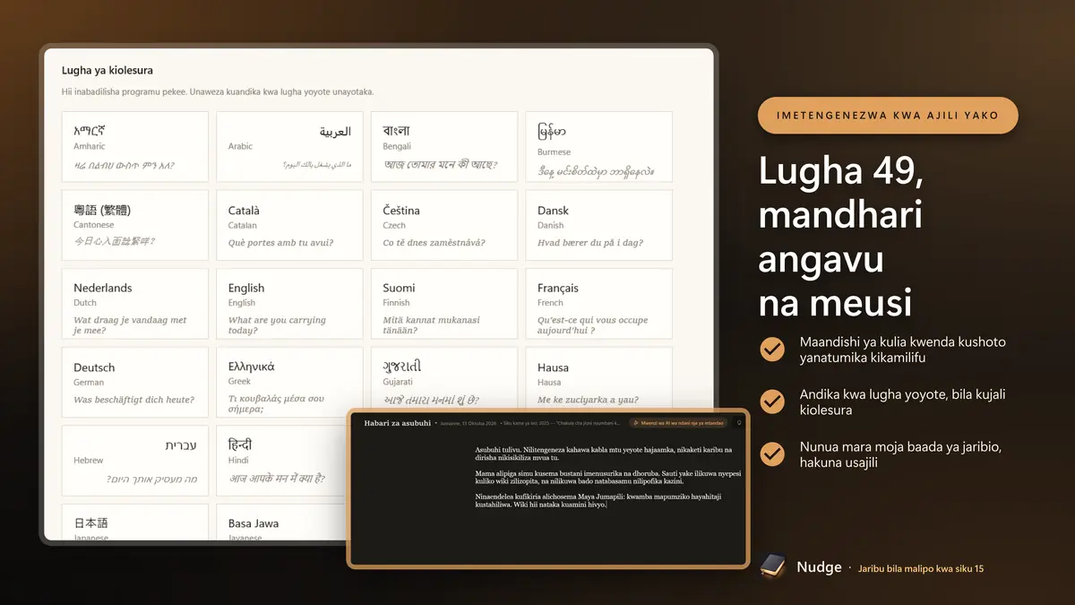 Lugha 49, mandhari angavu na meusi