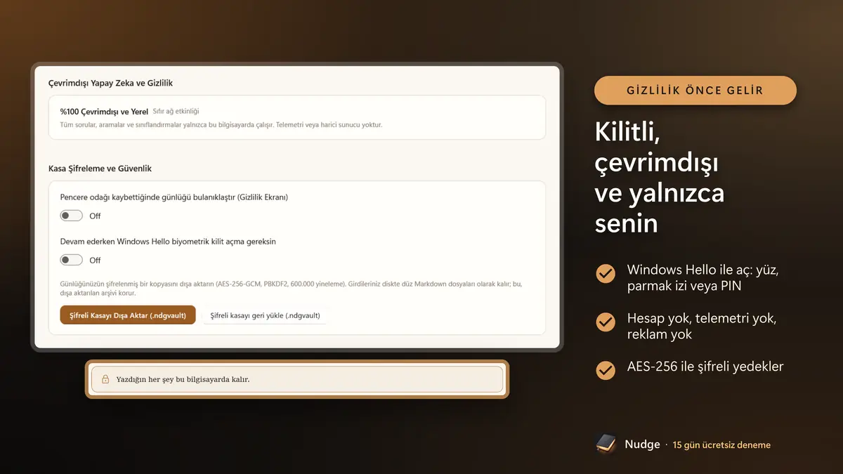 Kilitli, çevrimdışı ve yalnızca senin