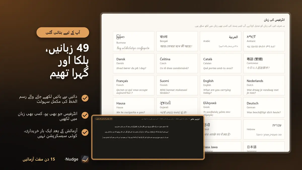 49 زبانیں، ہلکا اور گہرا تھیم