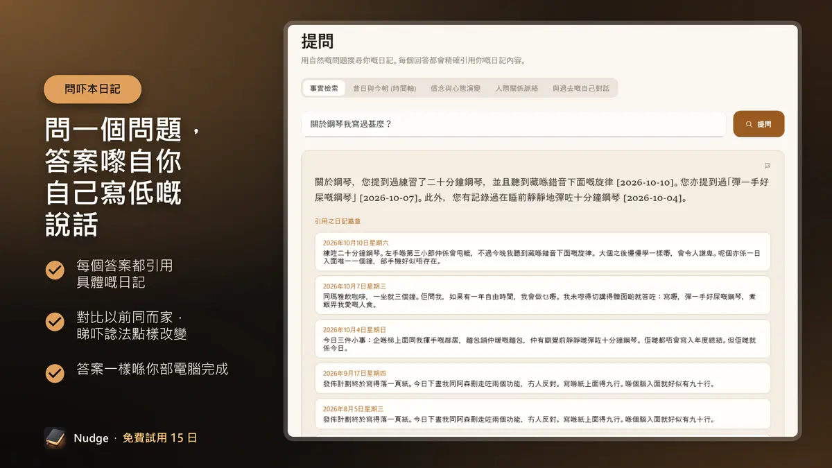 問一個問題，答案嚟自你自己寫低嘅說話