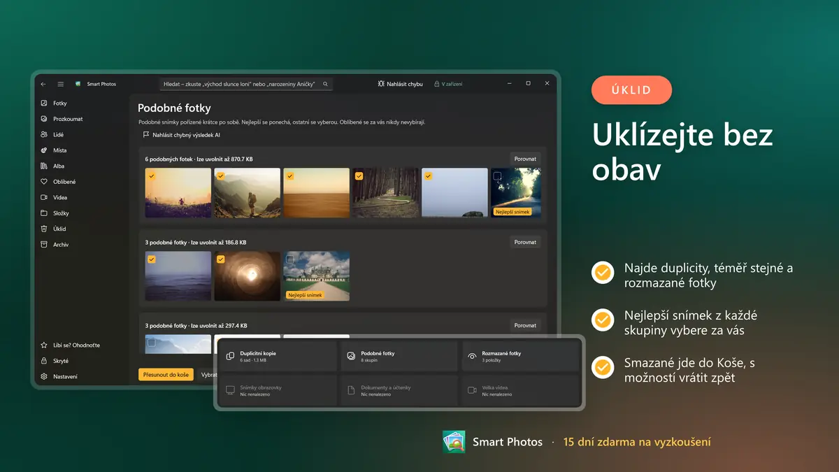 Najděte duplicity a rozmazané fotky, s vrácením zpět