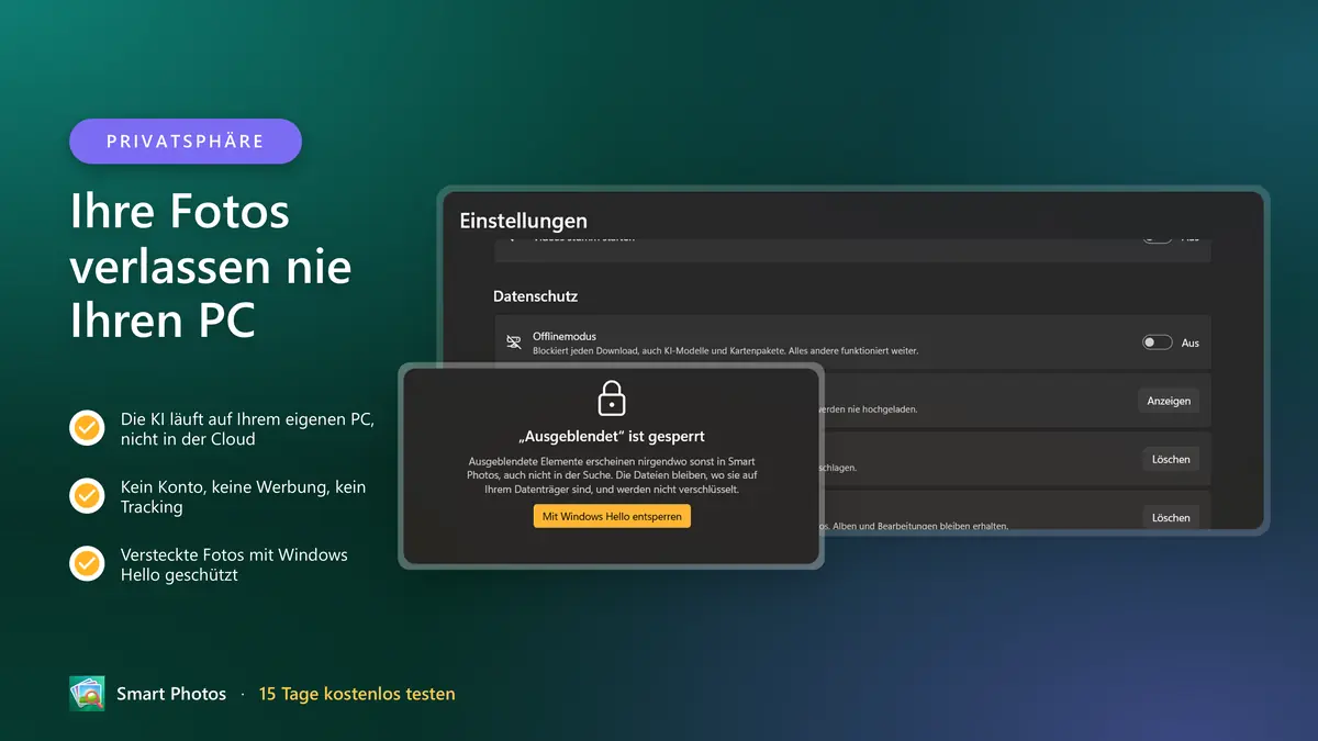 Privat von Grund auf: kein Konto, keine Cloud, kein Tracking