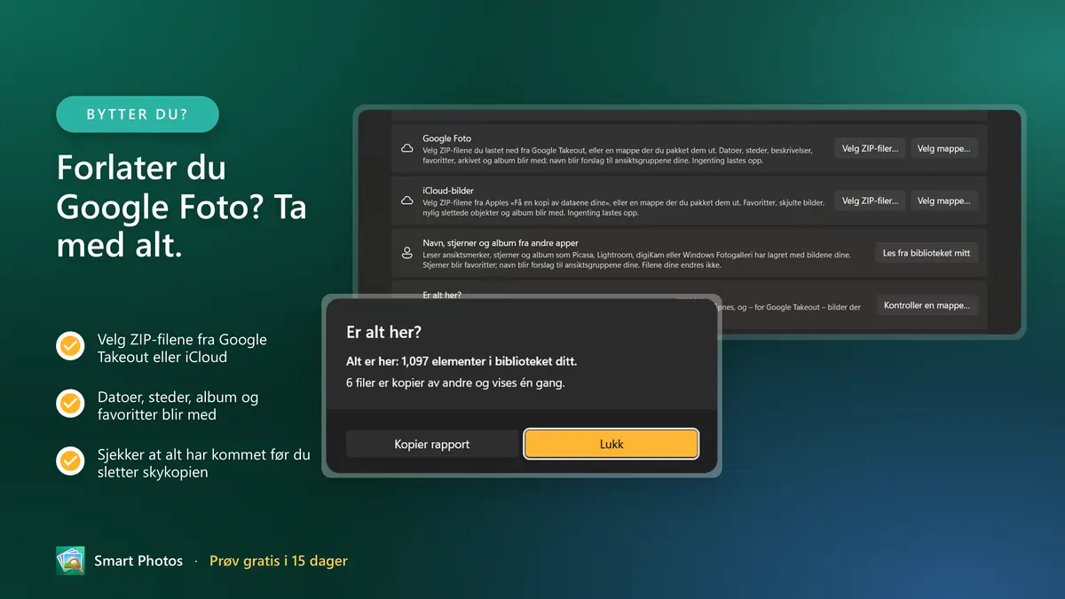 Forlater du Google Foto? Ta med Takeout med datoer, album og favoritter