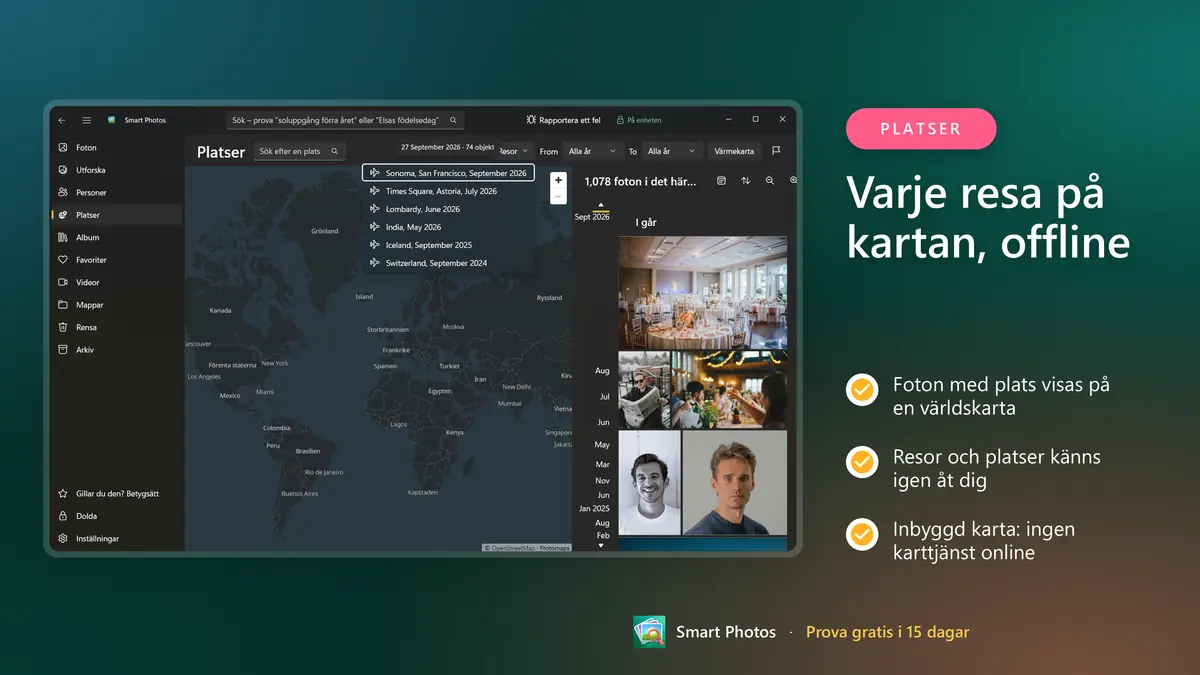 Varje resa på en inbyggd karta offline