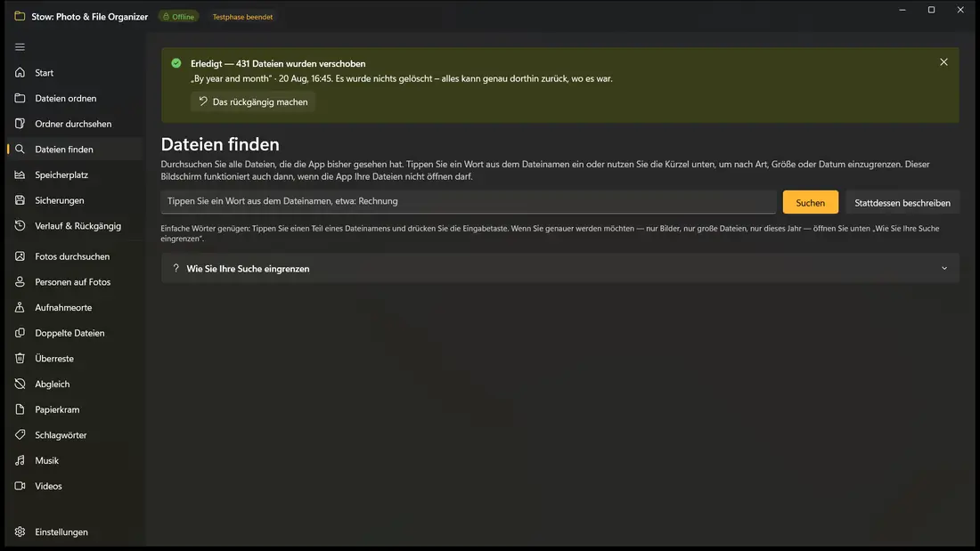 Durchsuchen Sie Ihre Dateien