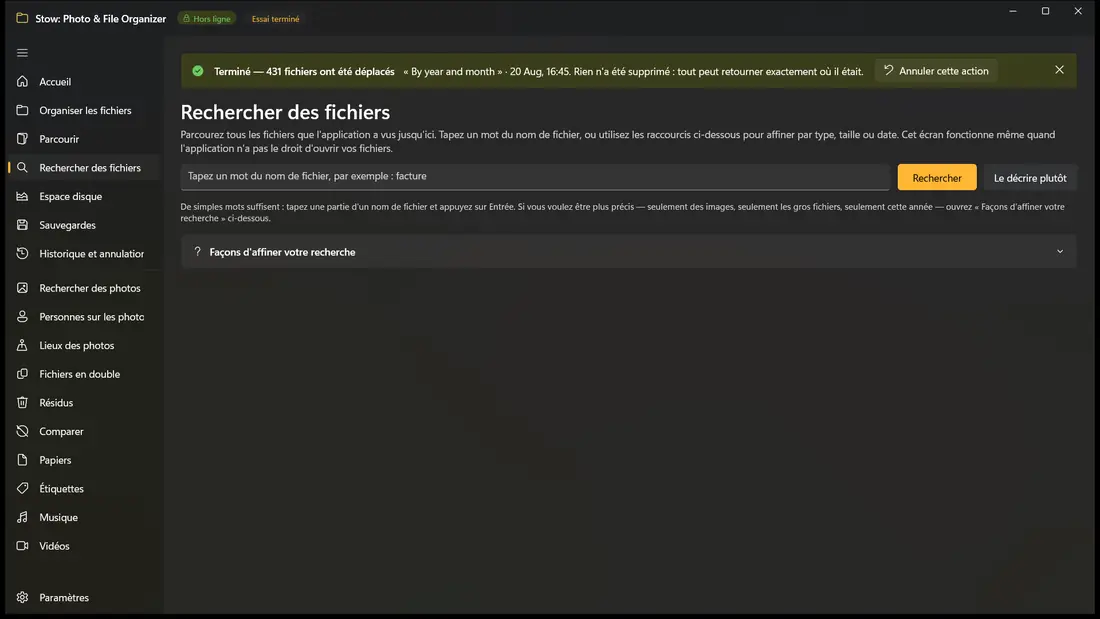 Cherchez vos fichiers