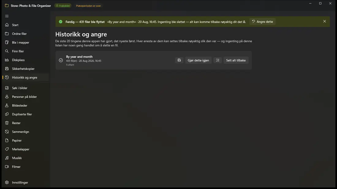 Én knapp setter alt tilbake