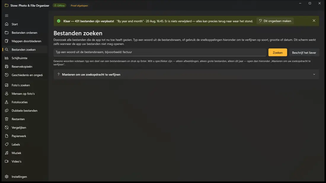 Doorzoek je bestanden