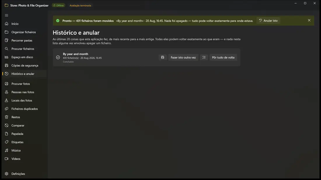Um botão devolve tudo ao lugar